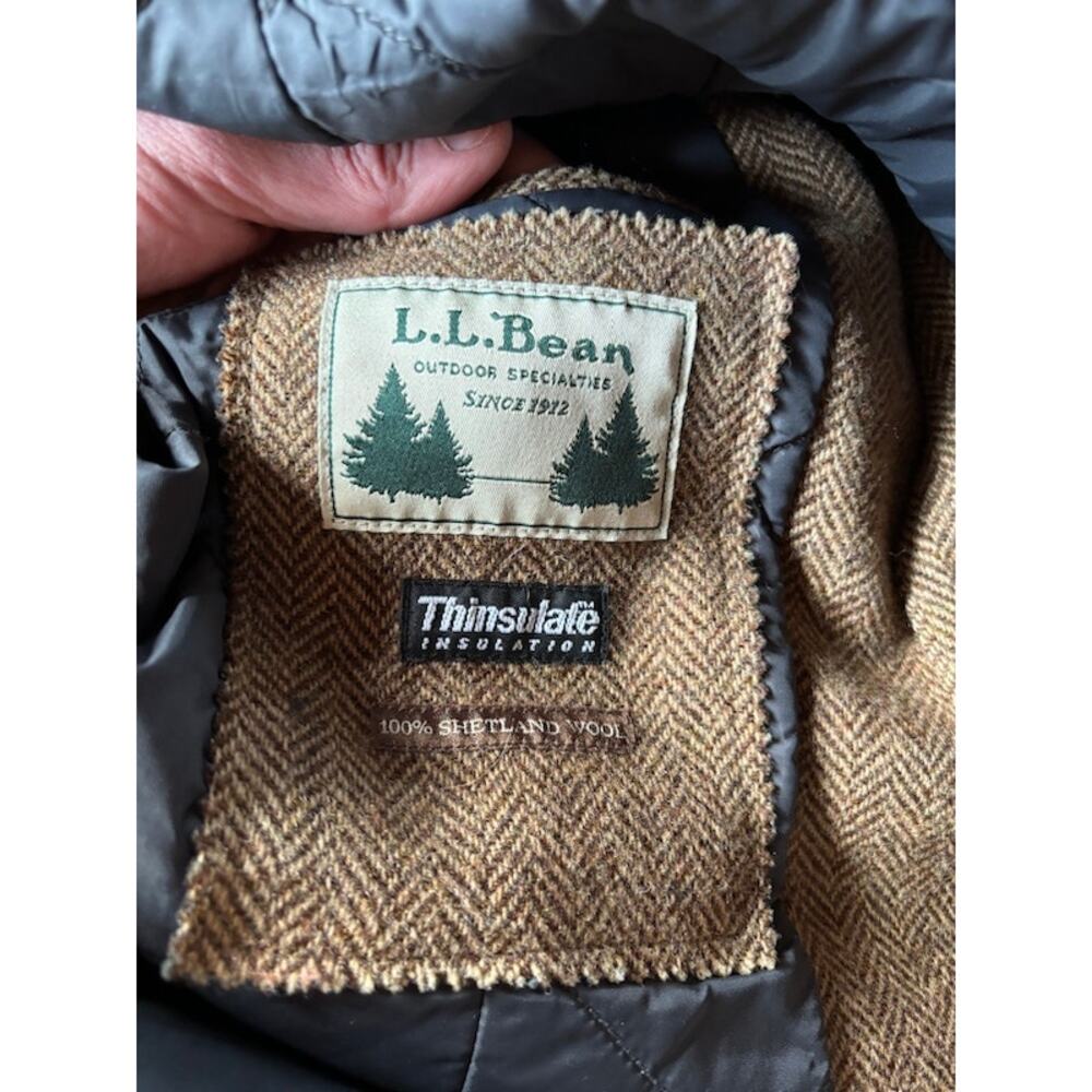 L. L. Bean sports coat jacket 42 R herringbone tweed Shetland Wool Thinsalate - Picture 10 of 10